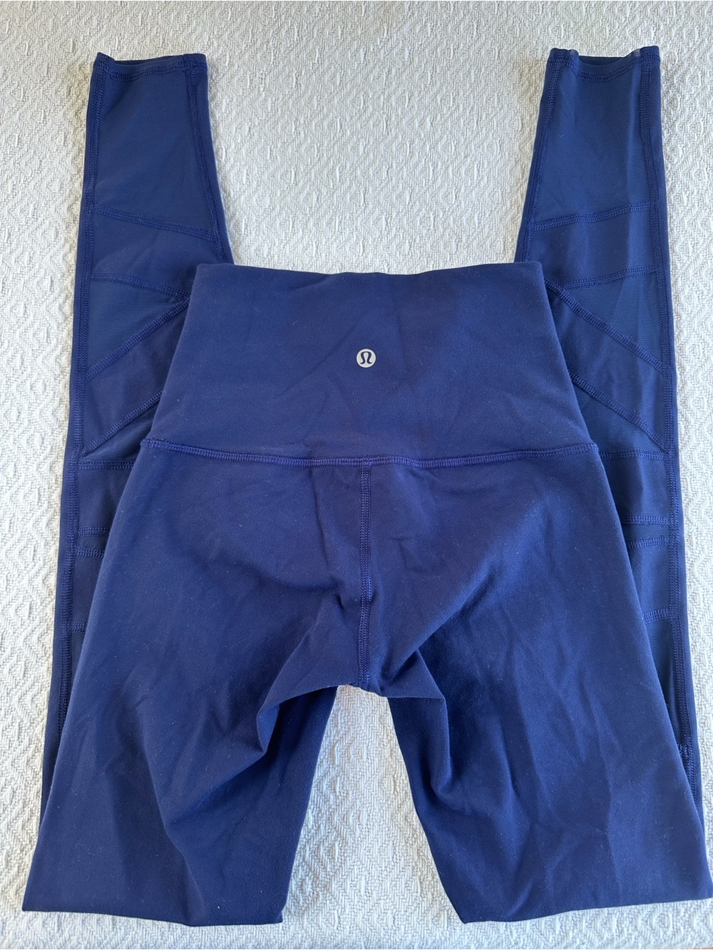 Lululemon Athletic Deep Navy High-Rise Leggings with Mesh Geometric Front